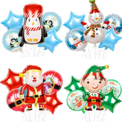 1Set Merry Christmas Foil Balloons Santa Claus Snowman Globos Xmas Deer Penguin air toys Christmas Decorations for Home Decor