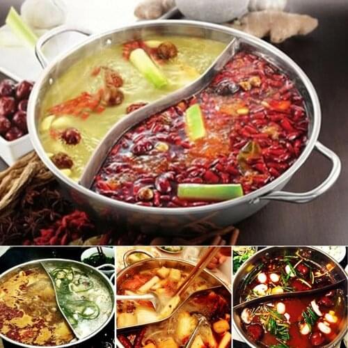 28cm Stainless Steel Twin Hot Mandarin Duck Pot Pot Home Kitchen Cookware Soup Cooking Pot Essential Supplies