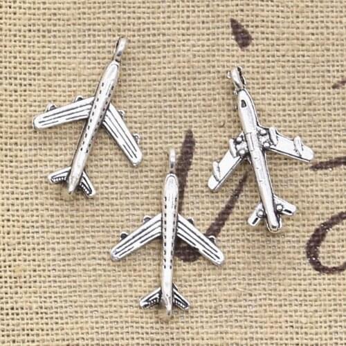 30pcs Charms Plane Airplane 22x14mm Antique Bronze Silver Color Pendants Making DIY Handmade Tibetan Bronze Silver Color Jewelry