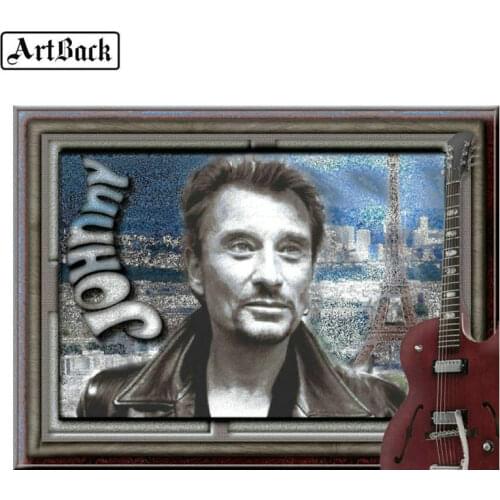 5d full square & round diamond painting JOHNNY HALLYDAY portrait diy 3d diamond mosaic french singer sticker 40x50cm