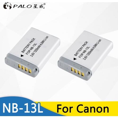 PALO 2Pcs 1250mAh NB-13L NB13L NB 13L Li-ion Camera Battery For Canon G7 X Mark II G7X PM165 G5 X G5X G9 X G9X SX620 SX720 HS