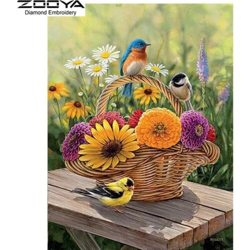 ZOOYA Diamond Embroidery 5D DIY Diamond Painting Flower Baskets &Birds Diamond Painting Cross Stitch Rhinestone Decoration CJ514