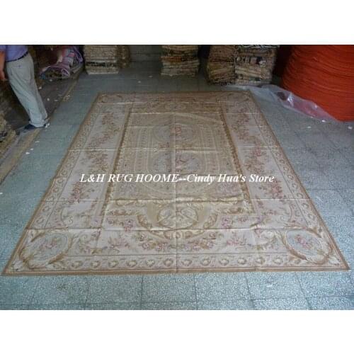 Free shipping 10'x14' Aubusson rugs Beige and madellian French style rugs Floral design