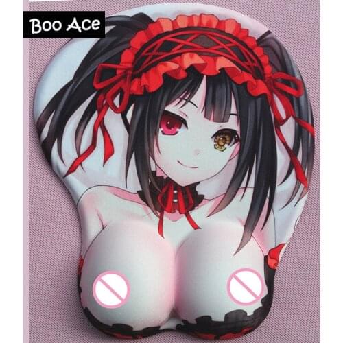"Date A Live" Tokisaki Kurumi Protrusive Nipples Anime 3D Soft Breast Mouse Pad with Wrist Rest 26*21*3.2cm 2way fabric