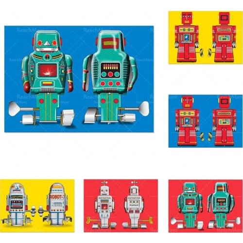 Nordic Kids Room Cute Cartoon Interesting Robot Posters and Prints Canvas Art Painting Wall Pictures for Living Room Home Decor