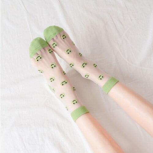 Breathable Sweet Frog Cat Korean Womens Socks Animal Crystal Socks Hosiery Glass Silk
