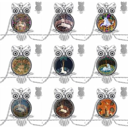 EJ Glaze Unicorn In Captivity Necklace Fashion Long Chain With Owl Necklace Jewelry For Women Men Party