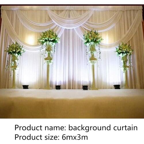 3M*6m Wedding Party Stage Celebration Background Satin Curtain Drape Pillar Ceiling Backdrop Marriage decoration