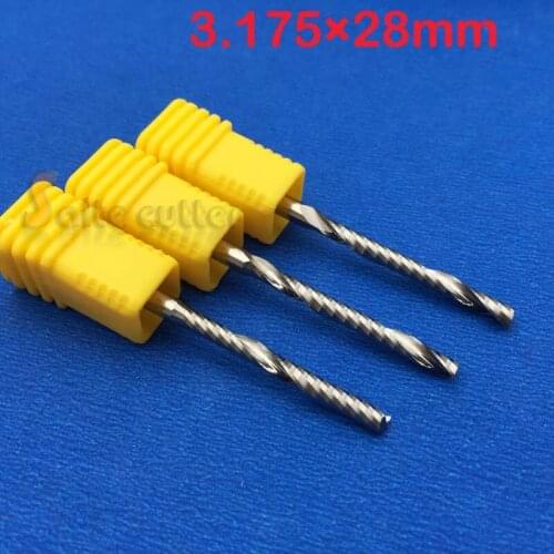 10pcs / lot High Quanlity AAA Series New Single Blade Cutting Single Flute CNC Router Bits 3.175mm 28mm