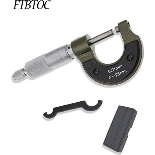 FTBTOC Outside Micrometer 0-25mm/0.01 Carbide Standards Metric Gauge Caliper Measuring Tools
