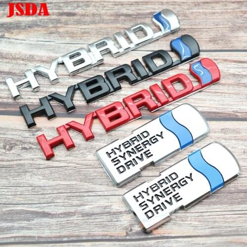 Hot sale HYBRID 3D metal Car logo side badge Creative decoration rear trunk emblem sticker Decals styling