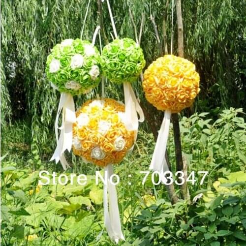 Hot Sale!!! (50cm) Wonderful Big Polyfoam Rose Ball W/Ribbon Hanger Flower Ball Wedding Decoration