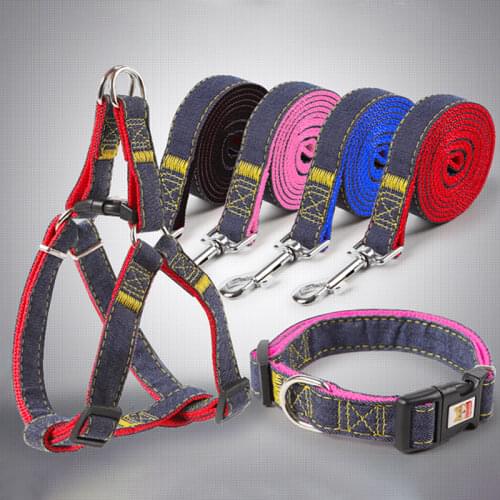 Hot sale adjustable pet collar and leash set Daily Training Walking Dog Leash Harness Set Adjustable Dog Leash Harness