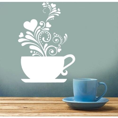 Art Tea Cup Breakfast Dinner Cookie Cake Coffee Kitchen Wall Sticker Vinyl Home Decor Decal Mural Self-adhesive Wallpaper 3302
