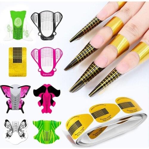 100 Pcs/Lot Fashion Nail Form Tips Nail Extension Art Tools Acrylic False Nails Art DIY Nail Forms Manicure Salon Tools Set