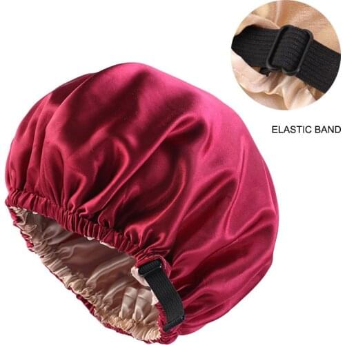 Classic Adjustable Satin Bonnet Day Night Sleep Cap Turban headwear for Women Double Layer Head Wrap Hair Accessories