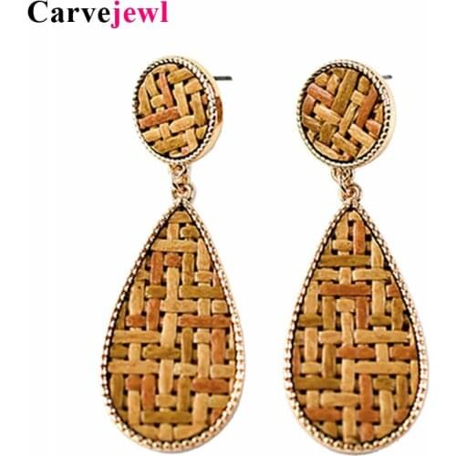 Carvejewl round tears straw plaited Drop Earrings girl Gift pendientes oorbellen boucle d'oreille femmes women jewelry wholesale