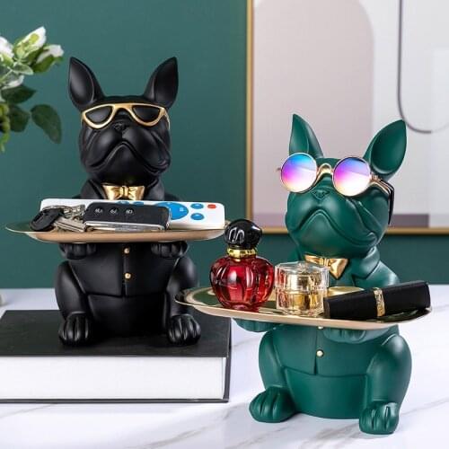 Resin Cool Bulldog Statue Coin Bank Figurine Home Decoration Modern Art Storage Statue Table Living Room Decor Accessories