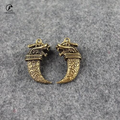 Copper dragon head tooth Ornaments Vintage Brass Key Chains Pendants Tea Knife Black Tea Dedicated Needle Tea Cake Tool gifts