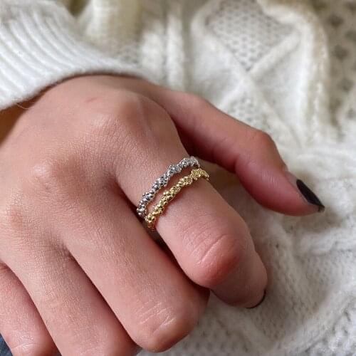 MLKENLY ins irregular bubble texture 925 sterling silver ring female silver open ring