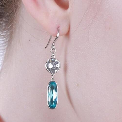 KIVN Womens Fashion Jewelry Geometric Blue CZ Drop Dangle Wedding Bridal Earrings Birthday Christmas Party Anniversary Gifts