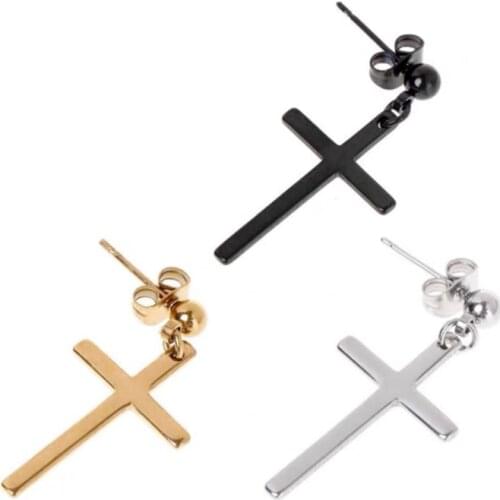 Fashion Cross Pendant Cartilage Drop Dangle Earrings Punk Jewelry For Cool Women Girl Friendship Gifts