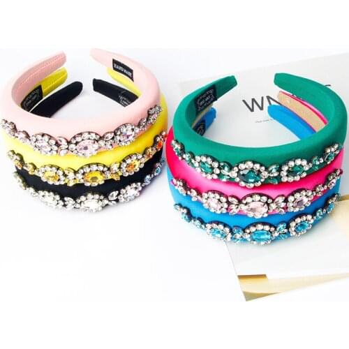 Exquisite and fashionable wild ladies hair hoop New fashion temperament sponge hair hoop rhinestones hair accessories 602