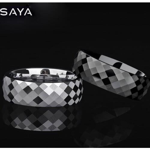 Wedding Ring for Men Women, 7mm Tungsten Multi Facet Band Engagement Ring, Customized, Free Shipping
