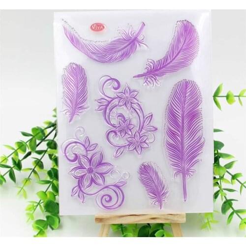 Feather Transparent Clear Silicone Stamps for DIY Scrapbooking/Card Making/Kids Christmas Fun Decoration Supplies