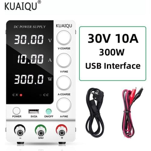 DC Power Supply Adjustable 4digit Lab Bench Power Source 30V 10A 60V5A AC Switching Stabilized Power Supply 120V3A USB Interface