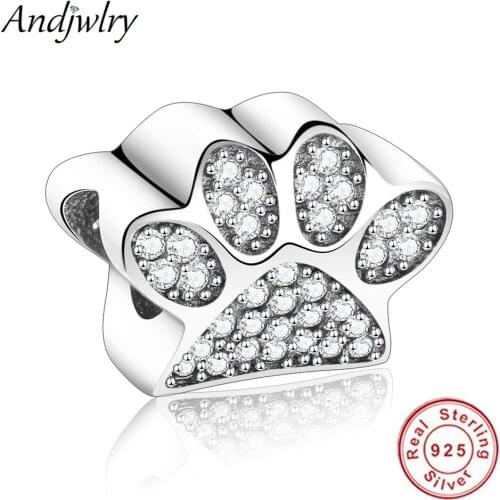 925 Sterling Silver Fit Original Pandora Charms Bracelets & Bangle Animal Bear Paw Beads European Fashion 925 Sliver DIY Jewelry