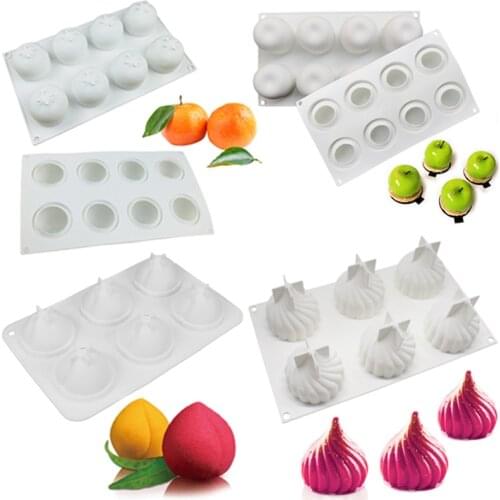 Fruit Series Silicone Mousse Cake Mold Pear Peach Orange Strawberry Art 3D Cake Mould For Baking Pastry Dessert Mousse Cake Mold