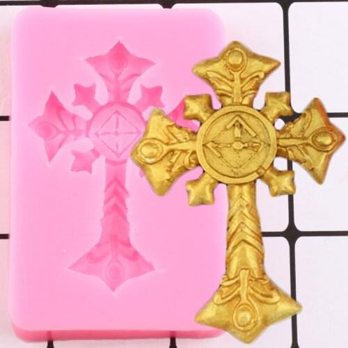 Baroque Cross Shape Silicone Molds DIY Chocolate Cupcake Topper Fondant Cake Decorating Tools Candy Polymer Clay Resin Moulds