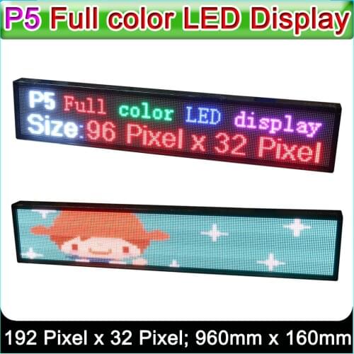 SMD P5 RGB LED display panel, Indoor full color LED Advertising signs ,W40" x H8.3" (192Pixel*32Pixel)