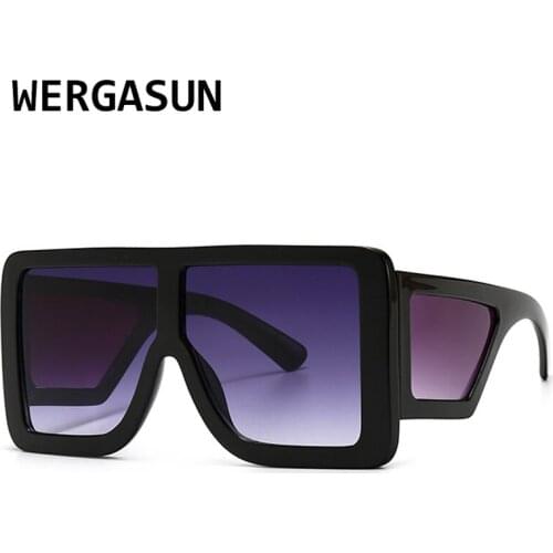 WERGASUN Square Oversized Sunglasses Women/Men Vintage Sun Glasses Brand Designer Multicolor Eyeglass Oculos De Sol Feminino