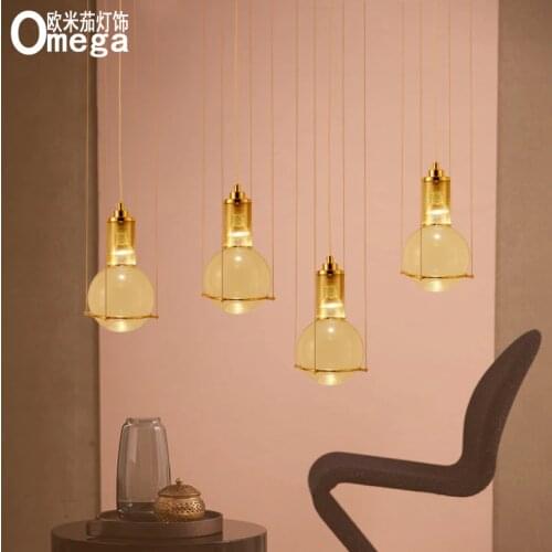 Postmodern designer crystal chandelier restaurant Nordic creative golden cafe bar personalized lighting