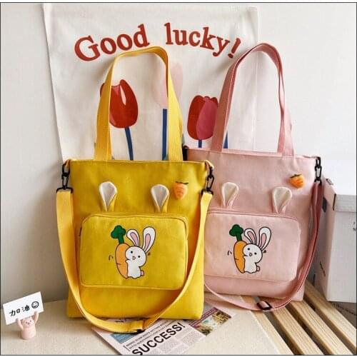 Student Totes Shoulder Bag Big Capacity Shopping Girl Eco Reusable Shopper Bags Canvas messenger Bag Stereo rabbit ear