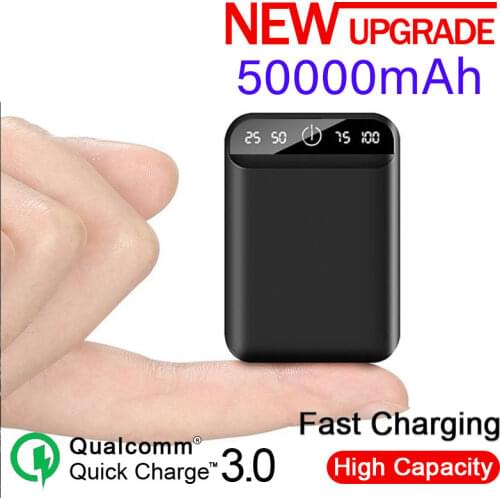 50000mAh Mini Portable Power Bank with Dual USB Port Outdoor Emergency External Battery Power Bank for Xiaomi Samsung Iphone