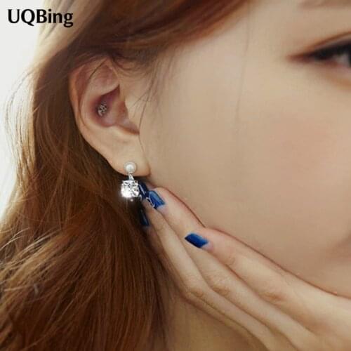 New Arrivals 925 Silver Pearl Stud Earrings Fashion Silver Crystal Stud Earrings Jewelry Pendientes Brincos Fashion Jewelry