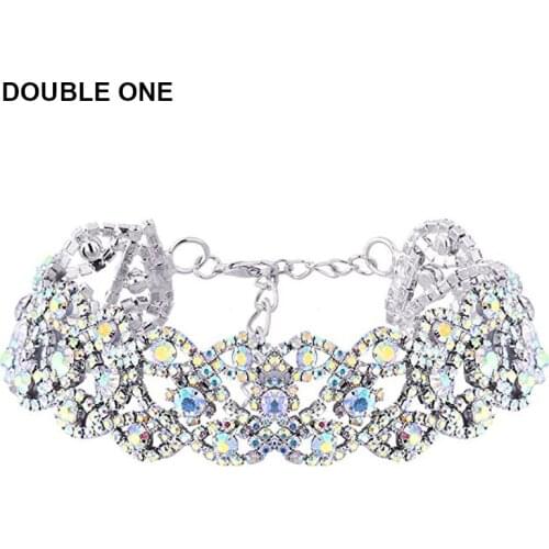 DOUBLE ONE Women Fashion Choker Jewelry CZ Zirconia Alloy Collar Choker 2017 Statement Necklaces