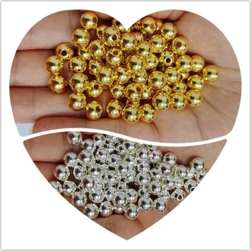 3mm-12mm Gold/Silver Loose Metal Smooth Spacer Beads for needlework accessories & Jewelry Making