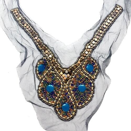 1Pcs DIY Handmade Lace Beaded Collar Fashion Jewelry Party for Fashion Clothing Sewing Accessories