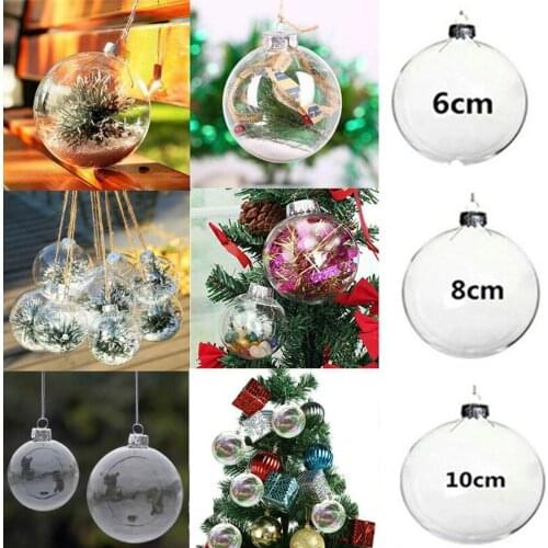 1pc Transparent Christmas Balls Plastic Clear DIY Hanging Ball Bauble Ornaments Christmas Decorations for Home Xmas Tree