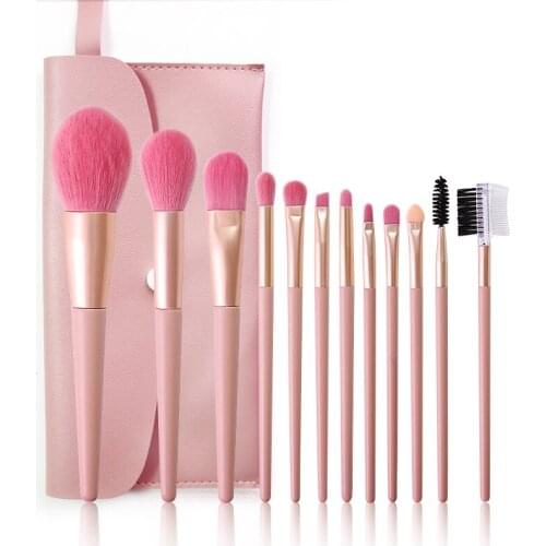 12Pcs Makeup Brush Liquid Foundation Blush Eye Shadow Eyebrow Pencil Mix Makeup Tool Nude Pink Makeup Brush Set Beauty Tool