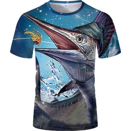 2020 Funny Fishinger T-Shirt 3D Printed Swordfish T Shirt Men Fisherman Tshirt Streetwear summer cool fishing suit