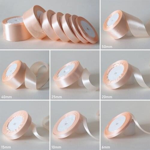 25Yards/ 6mm-50mm Shell Pink Silk Satin Ribbon DIY Material For Prom Party Decoration Wedding Gift Box Packaging Accessories D7