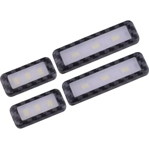 4Pcs Universal 12V 3W Carbon Fiber Style Car Interior Door Handle Bowl White LED Ambient Atmosphere Light