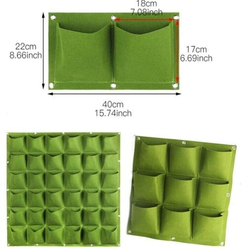 9 36 72 Pockets Garden Vertical Wall Hanging Plant Grow Bags Jardin Tools Fabric Flower Pots Planting U26