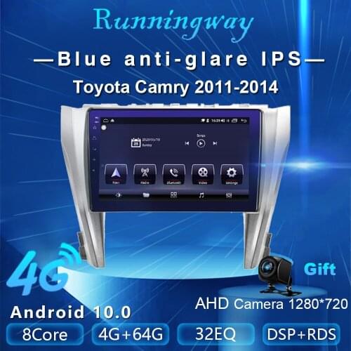 Runningway Android 10.0 5G Car DVD For Toyota Camry 2011 2012 2013 2014 4G+64G Car Radio Multimedia Video Player Navigation GPS