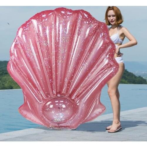 Glitter Rose Gold Inflatable Shell Float Swimming Floating Row For Adults Women Swimming Raft Mattress Summer Water Fun Pool Toy